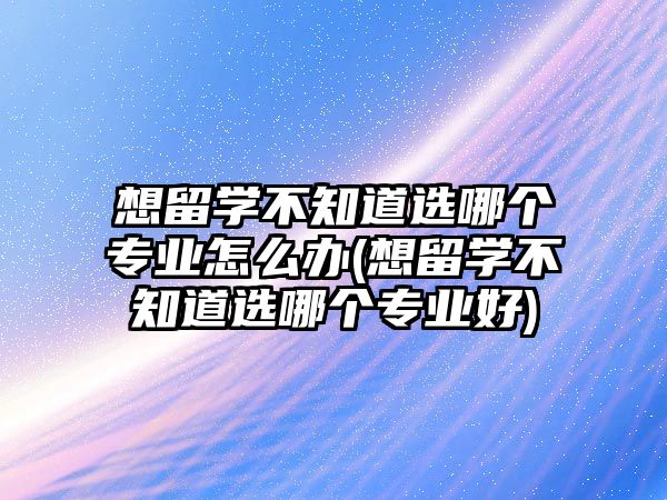 想留學(xué)不知道選哪個(gè)專業(yè)怎么辦(想留學(xué)不知道選哪個(gè)專業(yè)好)