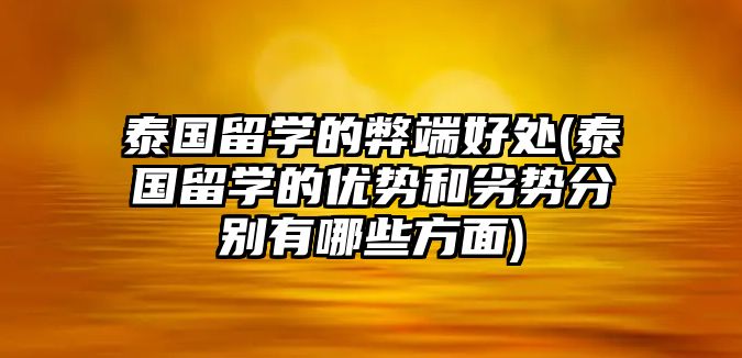 泰國留學的弊端好處(泰國留學的優(yōu)勢和劣勢分別有哪些方面)