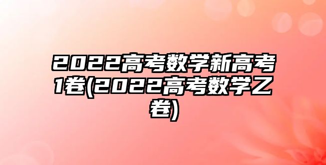 2022高考數(shù)學新高考1卷(2022高考數(shù)學乙卷)