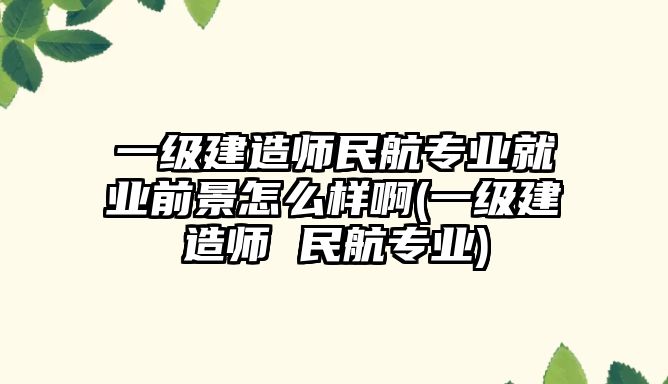 一級建造師民航專業(yè)就業(yè)前景怎么樣啊(一級建造師 民航專業(yè))