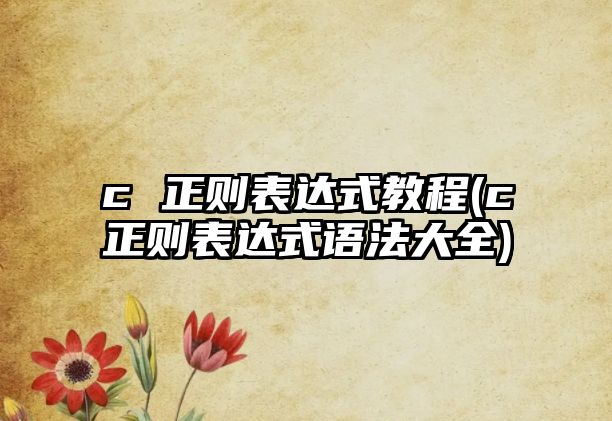 c 正則表達(dá)式教程(c正則表達(dá)式語法大全)