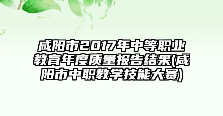 咸陽市2017年中等職業(yè)教育年度質(zhì)量報告結(jié)果(咸陽市中職教學(xué)技能大賽)