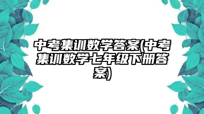 中考集訓數(shù)學答案(中考集訓數(shù)學七年級下冊答案)