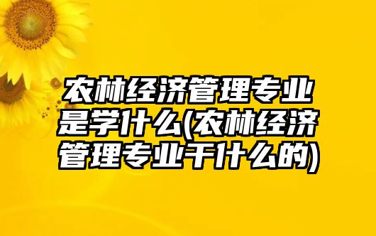 農(nóng)林經(jīng)濟(jì)管理專業(yè)是學(xué)什么(農(nóng)林經(jīng)濟(jì)管理專業(yè)干什么的)