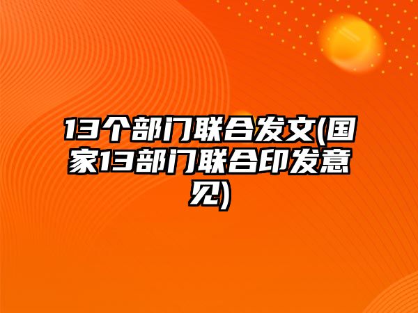 13個部門聯(lián)合發(fā)文(國家13部門聯(lián)合印發(fā)意見)