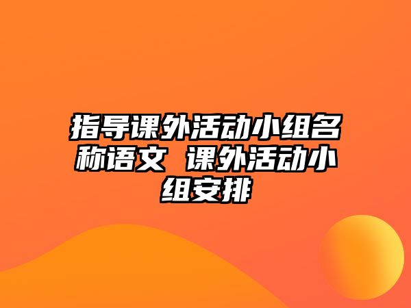 指導(dǎo)課外活動小組名稱語文 課外活動小組安排