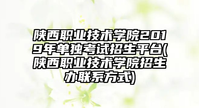 陜西職業(yè)技術學院2019年單獨考試招生平臺(陜西職業(yè)技術學院招生辦聯(lián)系方式)