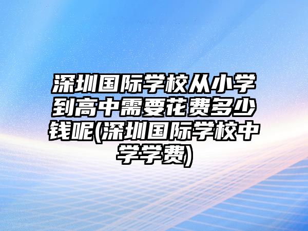 深圳國際學(xué)校從小學(xué)到高中需要花費多少錢呢(深圳國際學(xué)校中學(xué)學(xué)費)