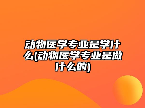 動物醫(yī)學專業(yè)是學什么(動物醫(yī)學專業(yè)是做什么的)