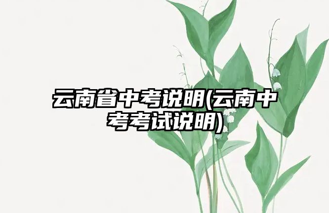 云南省中考說明(云南中考考試說明)