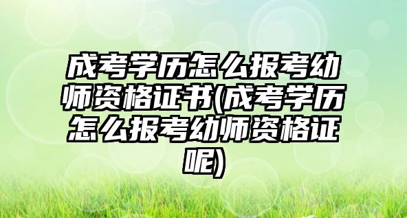 成考學歷怎么報考幼師資格證書(成考學歷怎么報考幼師資格證呢)