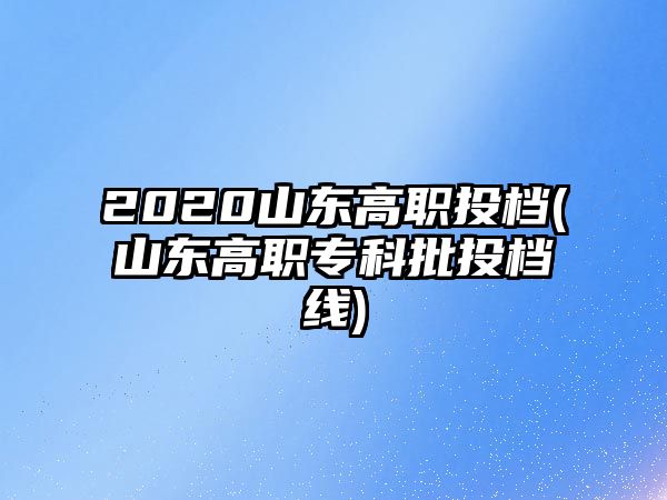 2020山東高職投檔(山東高職專科批投檔線)