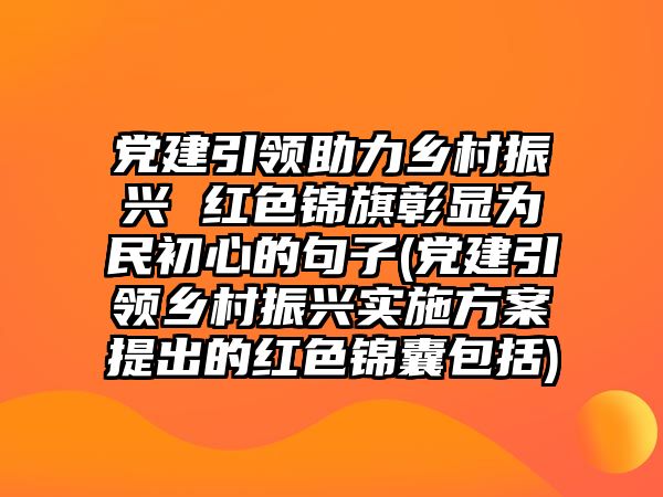 黨建引領(lǐng)助力鄉(xiāng)村振興 紅色錦旗彰顯為民初心的句子(黨建引領(lǐng)鄉(xiāng)村振興實施方案提出的紅色錦囊包括)