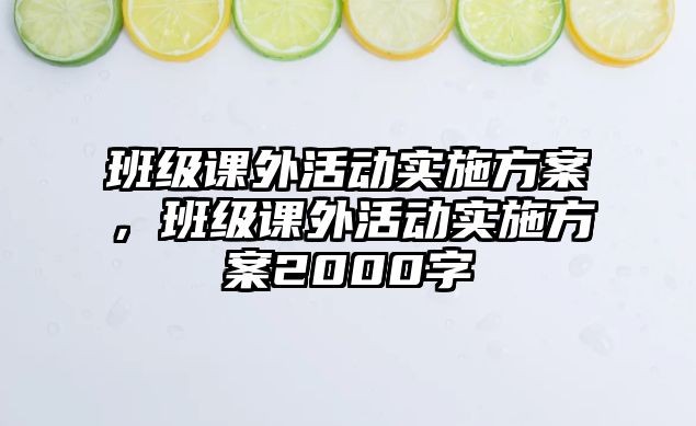 班級課外活動實施方案，班級課外活動實施方案2000字