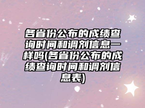 各省份公布的成績(jī)查詢時(shí)間和調(diào)劑信息一樣嗎(各省份公布的成績(jī)查詢時(shí)間和調(diào)劑信息表)