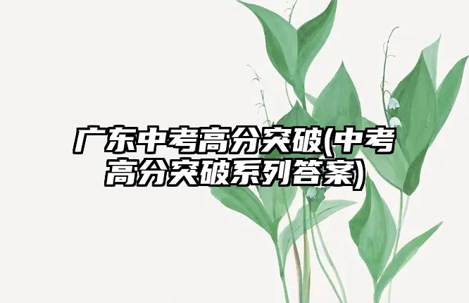 廣東中考高分突破(中考高分突破系列答案)