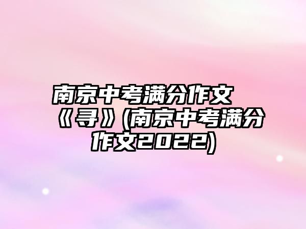 南京中考滿分作文《尋》(南京中考滿分作文2022)