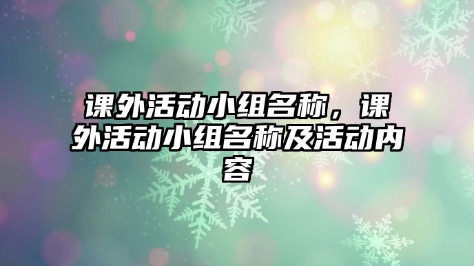 課外活動小組名稱，課外活動小組名稱及活動內(nèi)容