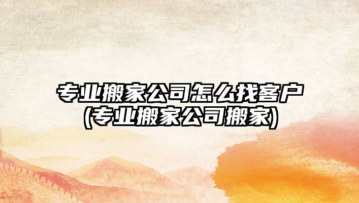 專業(yè)搬家公司怎么找客戶(專業(yè)搬家公司搬家)