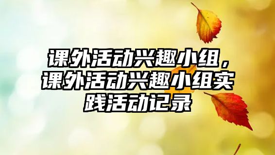 課外活動興趣小組，課外活動興趣小組實踐活動記錄