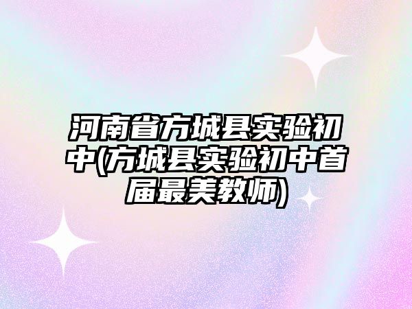 河南省方城縣實驗初中(方城縣實驗初中首屆最美教師)