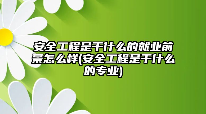 安全工程是干什么的就業(yè)前景怎么樣(安全工程是干什么的專(zhuān)業(yè))