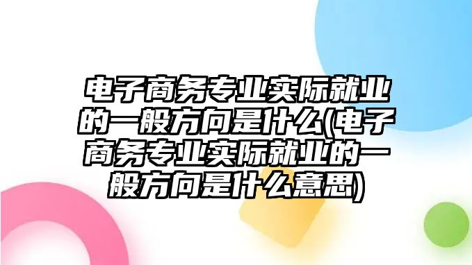 電子商務(wù)專(zhuān)業(yè)實(shí)際就業(yè)的一般方向是什么(電子商務(wù)專(zhuān)業(yè)實(shí)際就業(yè)的一般方向是什么意思)