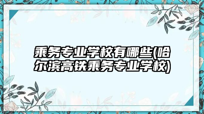 乘務專業(yè)學校有哪些(哈爾濱高鐵乘務專業(yè)學校)