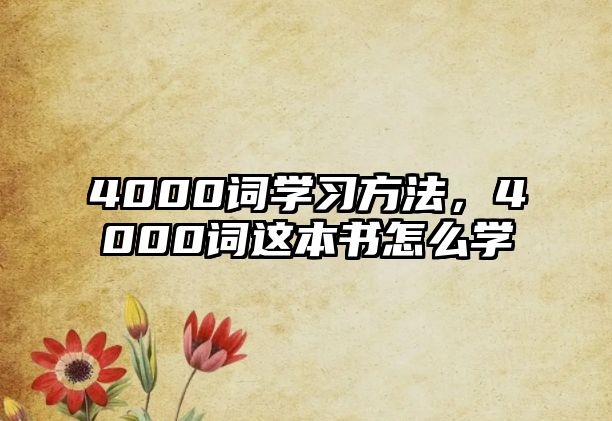 4000詞學習方法，4000詞這本書怎么學