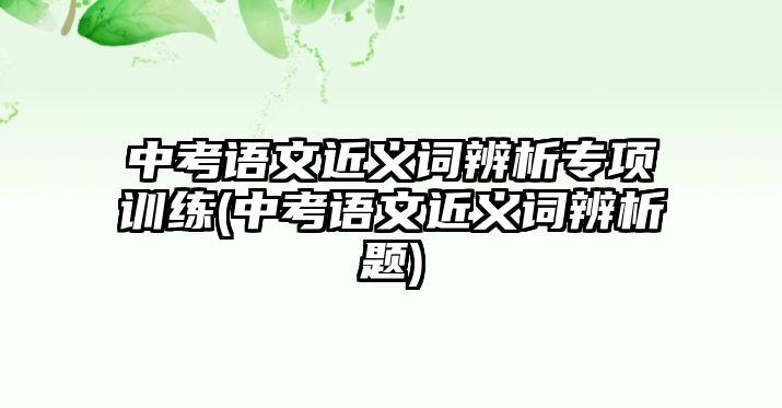 中考語文近義詞辨析專項(xiàng)訓(xùn)練(中考語文近義詞辨析題)