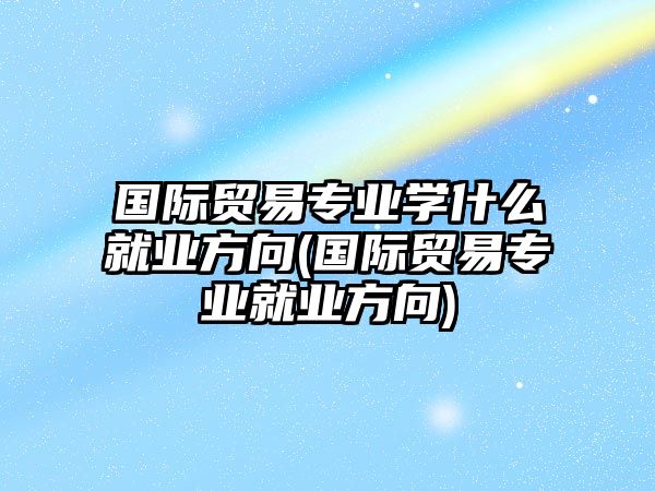 國際貿(mào)易專業(yè)學(xué)什么就業(yè)方向(國際貿(mào)易專業(yè)就業(yè)方向)