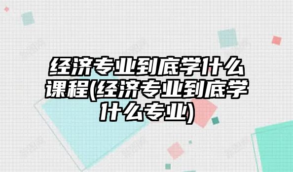 經(jīng)濟(jì)專業(yè)到底學(xué)什么課程(經(jīng)濟(jì)專業(yè)到底學(xué)什么專業(yè))