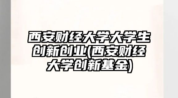 西安財經大學大學生創(chuàng)新創(chuàng)業(yè)(西安財經大學創(chuàng)新基金)