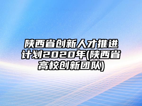 陜西省創(chuàng)新人才推進(jìn)計劃2020年(陜西省高校創(chuàng)新團(tuán)隊(duì))