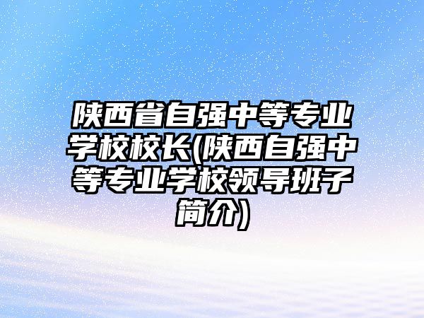 陜西省自強(qiáng)中等專業(yè)學(xué)校校長(陜西自強(qiáng)中等專業(yè)學(xué)校領(lǐng)導(dǎo)班子簡介)