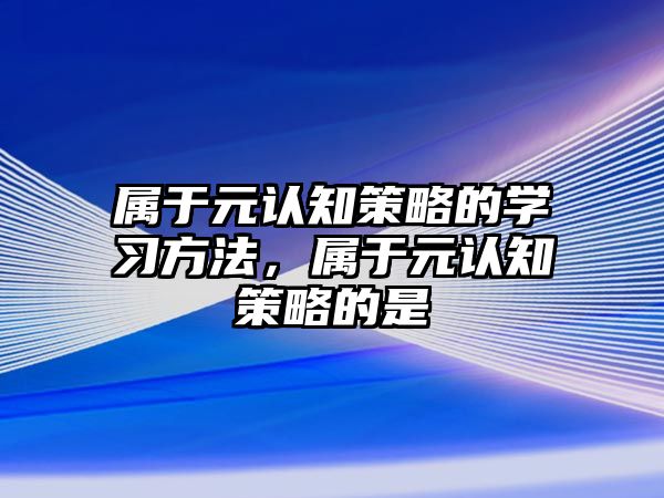 屬于元認知策略的學習方法，屬于元認知策略的是