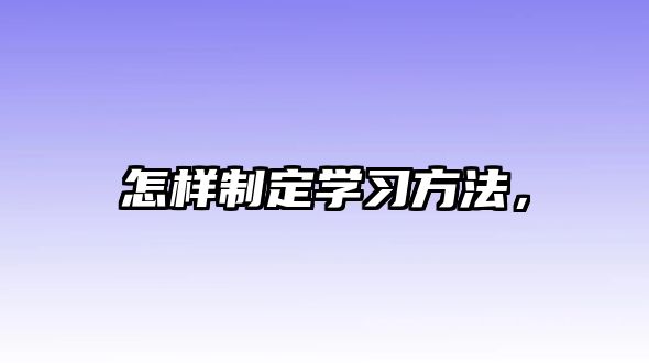 怎樣制定學(xué)習(xí)方法，