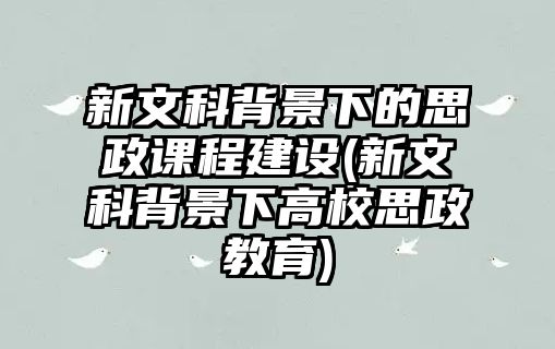 新文科背景下的思政課程建設(shè)(新文科背景下高校思政教育)