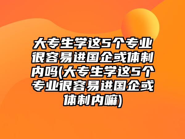 大專生學(xué)這5個專業(yè)很容易進國企或體制內(nèi)嗎(大專生學(xué)這5個專業(yè)很容易進國企或體制內(nèi)嘛)