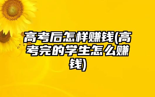 高考后怎樣賺錢(高考完的學生怎么賺錢)