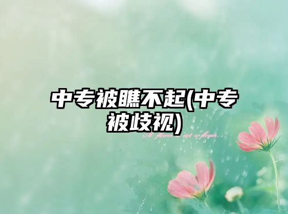 中專被瞧不起(中專被歧視)