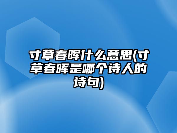 寸草春暉什么意思(寸草春暉是哪個詩人的詩句)