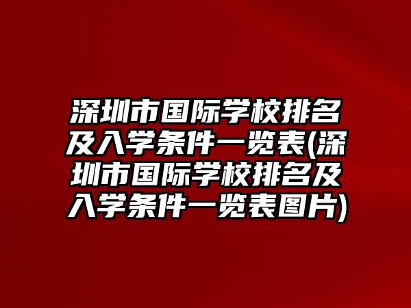 深圳市國(guó)際學(xué)校排名及入學(xué)條件一覽表(深圳市國(guó)際學(xué)校排名及入學(xué)條件一覽表圖片)