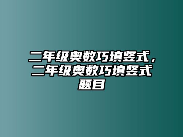 二年級奧數(shù)巧填豎式，二年級奧數(shù)巧填豎式題目