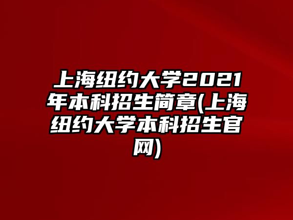 上海紐約大學2021年本科招生簡章(上海紐約大學本科招生官網)