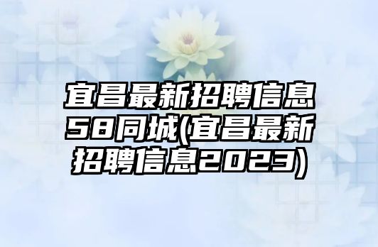 宜昌最新招聘信息58同城(宜昌最新招聘信息2023)