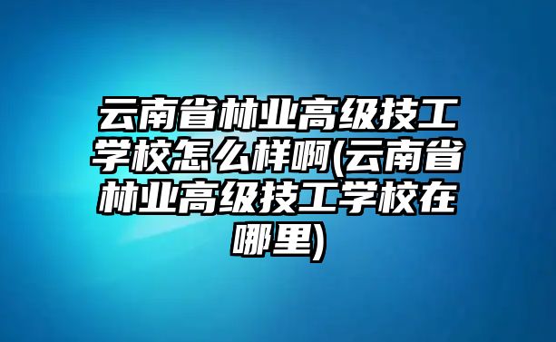 云南省林業(yè)高級(jí)技工學(xué)校怎么樣啊(云南省林業(yè)高級(jí)技工學(xué)校在哪里)