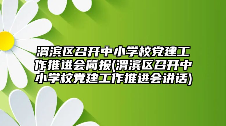 渭濱區(qū)召開中小學(xué)校黨建工作推進會簡報(渭濱區(qū)召開中小學(xué)校黨建工作推進會講話)