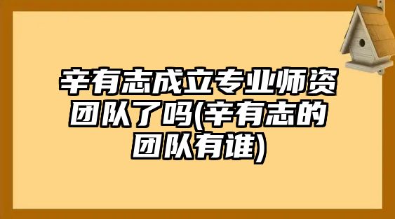 辛有志成立專業(yè)師資團(tuán)隊(duì)了嗎(辛有志的團(tuán)隊(duì)有誰(shuí))