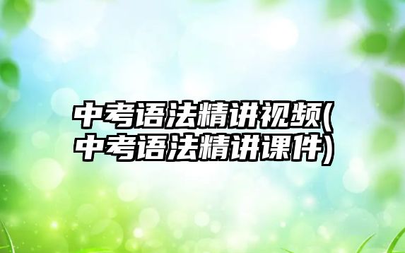 中考語法精講視頻(中考語法精講課件)